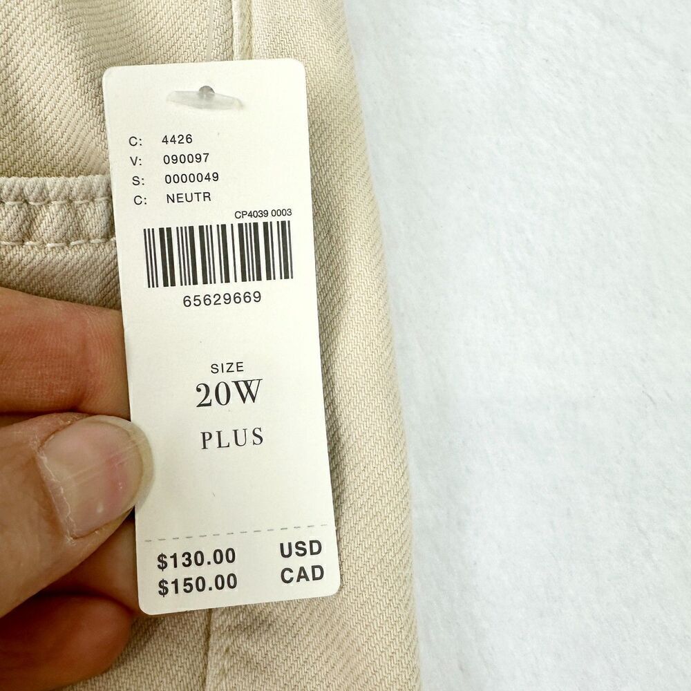 Anthropologie Pilcro The Annie Wide Leg Jeans Size 20W NWT Natural Khaki - Picture 10 of 13